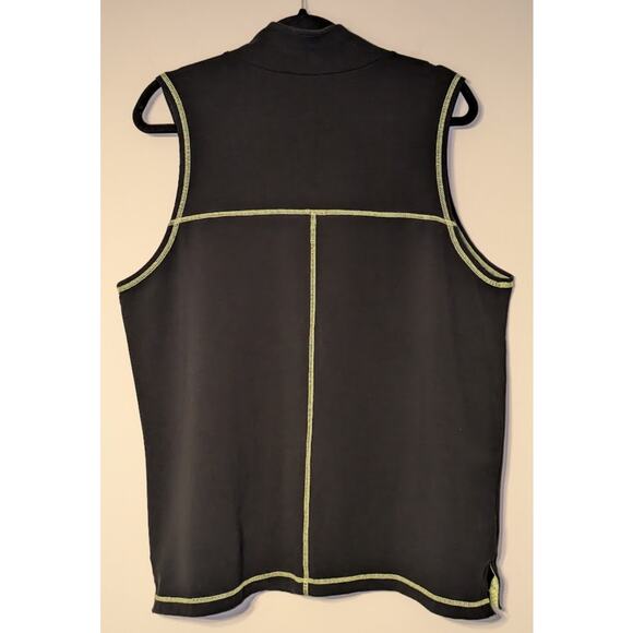 The Quacker Factory XL Lightweight Full Zip Contrast Stitching Vest Flower Patch - Picture 2 of 5